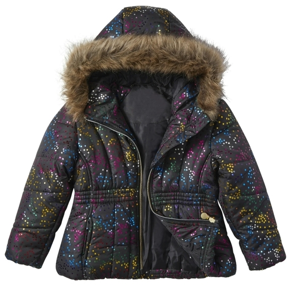Girls Fur-Trimmed Puffer Jacket - Picture 1 of 6